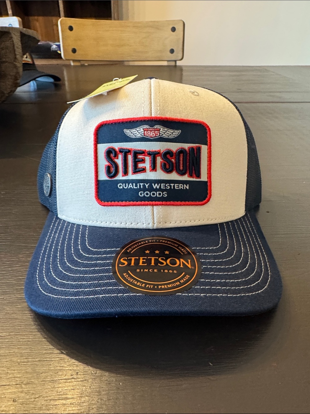 Stetson Navy and Cream Logo Patch Trucker Cap
